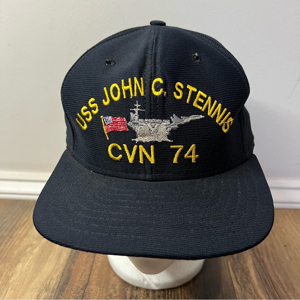 USS JOHN C STENNIS NAVY SNAP BACK HAT CVN 74 MADE IN THE USA SNAPBACK ADULT